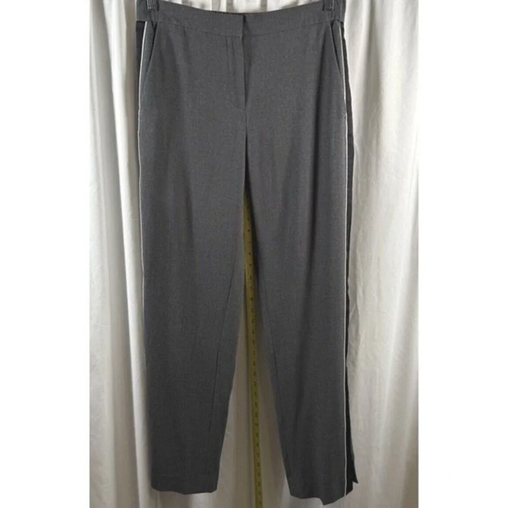 Ann Taylor Grey Tuxedo Stripe Trousers Black Side Stripe Pants M Blokecore 76-15
